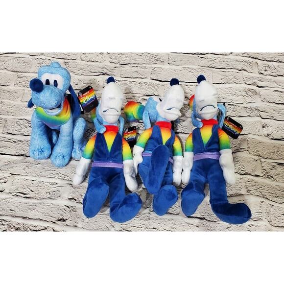 SET OF 4 Disney Pride Rainbow Collection Plush 3 Goofy 1 Pluto 10 Inch - Picture 2 of 5